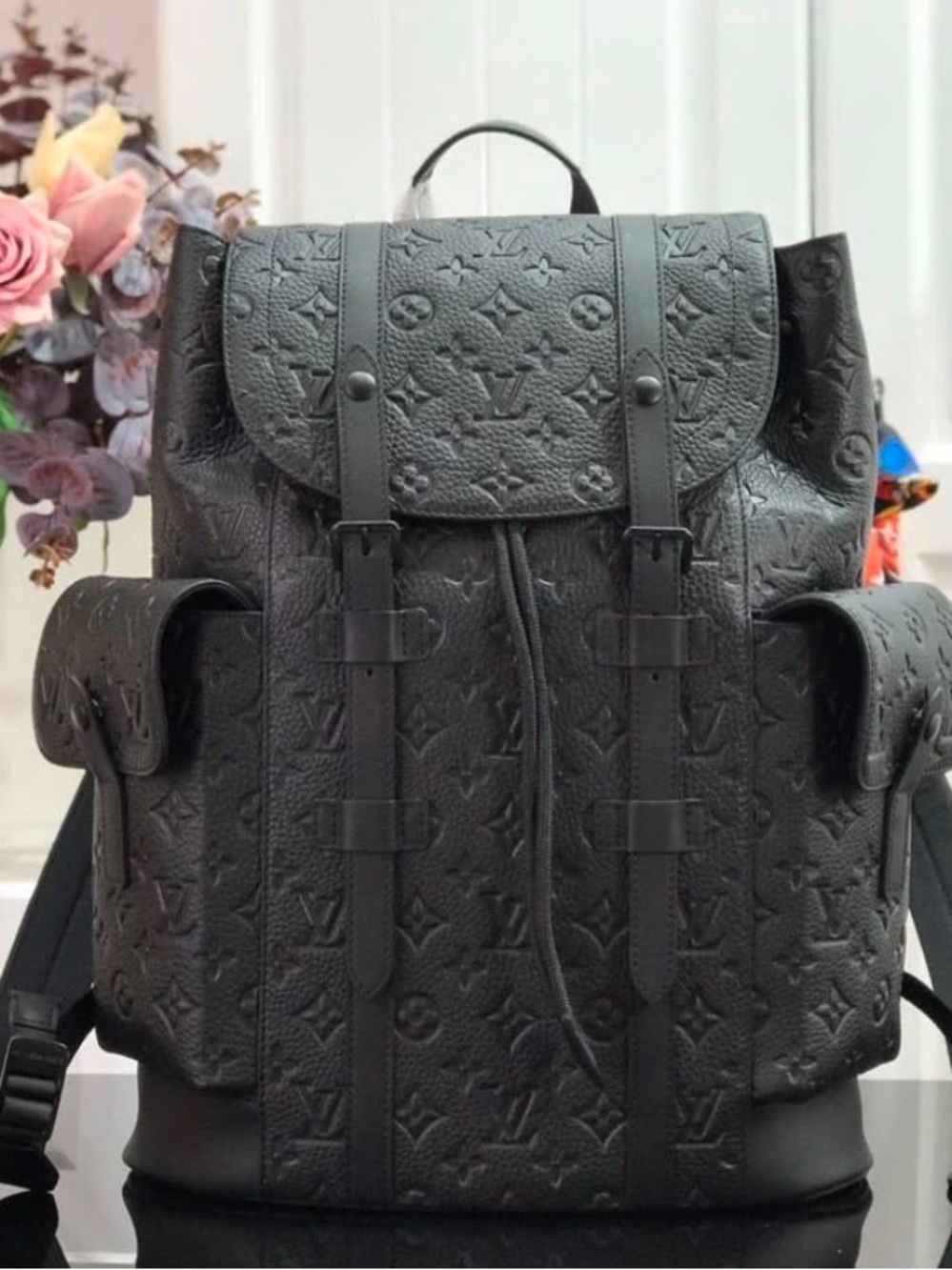 Louis Vuitton Black Embossed Monogram Backpack